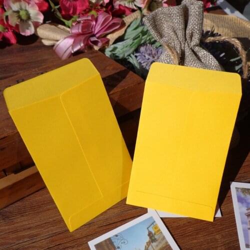 20pcs Yellow Retro Blank Paper Envelopes Invitation Envelope Gift Card Stationery for Party Favor Paper Bag 7x10cm+1.5cm