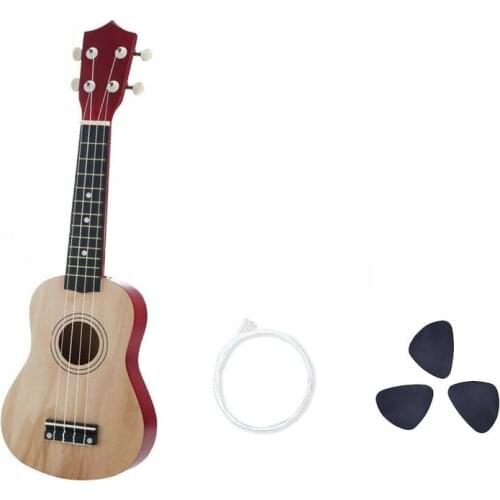 21 Inch Beginner Wood Ukulele with Pick Strings Kid Children Starter Kit Musical Instruments Educational Basswood Ukulele