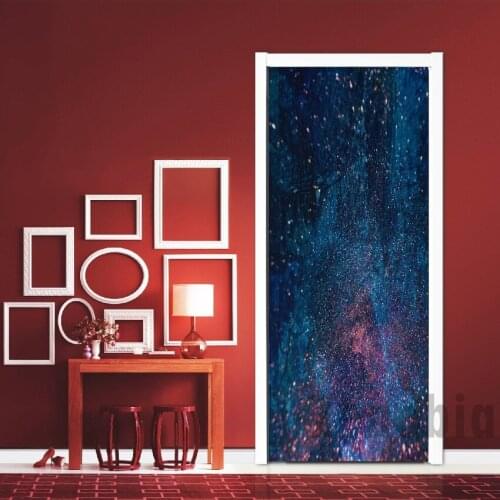 Starry Sky 3D Door Sticker Modular Printing PVC Waterproof Mural Wallpaper Self Adhesive Decal Door Decoration Home Design BB018