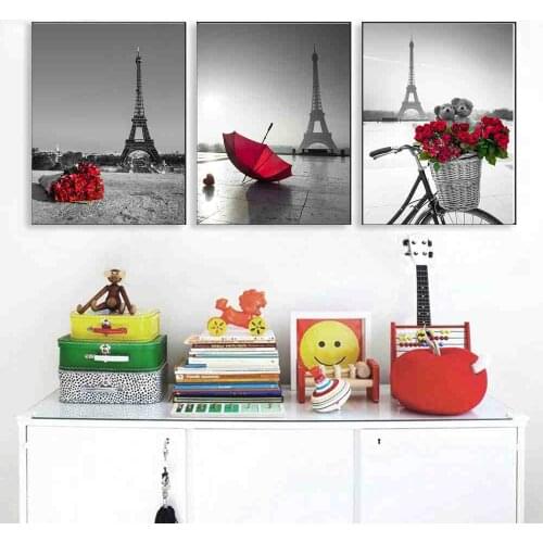 5D DIY Diamond Painting 3 pcs full square round Diamond Embroidery Black and White Paris Tower diamond Mosaic Cross-Stitch