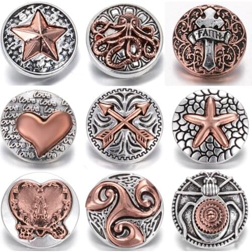 6pcs/lot New Snap Jewelry 18mm Rhinestone Cross Snap Button Jewelry Fit DIY Snap Button Bracelet Necklace for Women Men Jewelry