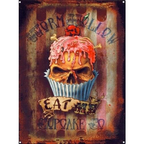 Alchemy Gothic Eat Me Cupcake Metal Tin Plaque Men Women,Wall Decor for Bars Restaurants Cafes Pubs Metal Plate