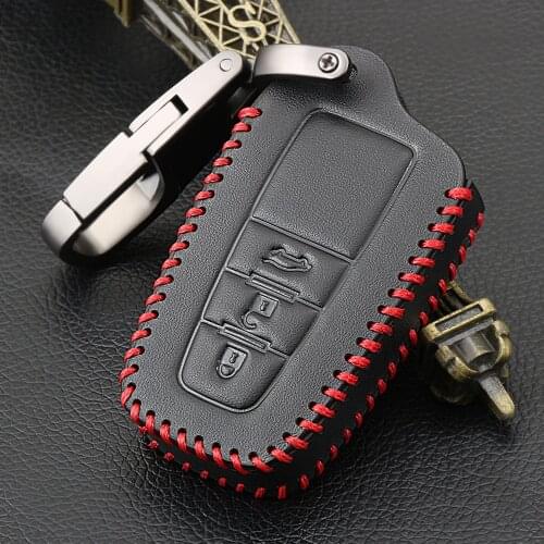 Car Genuine Leather Key Holder Cover Case Shell Chain For Toyota Camry Corolla C-HR CHR Prado 2018 Key Protection