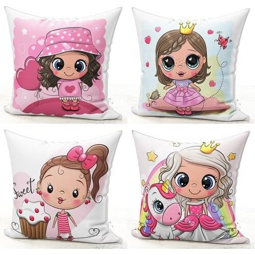Bk Home Decor Modern Baby Room Girl Model 4'lü Pillow decorate Case Set 105