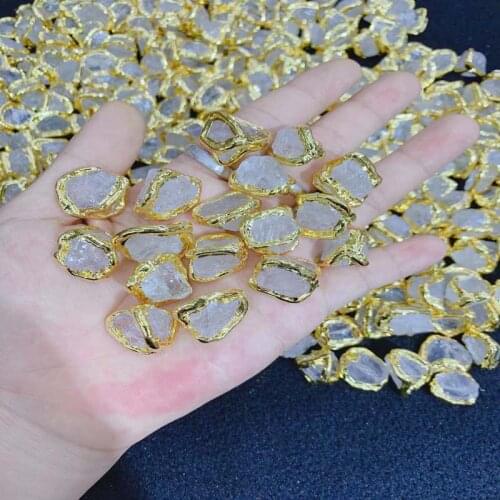 Jewelry Beads Finding ,Crystal Space Beads for bracelet necklace DIY Making ,24k gold Copper 10pcs Crystal Quartz