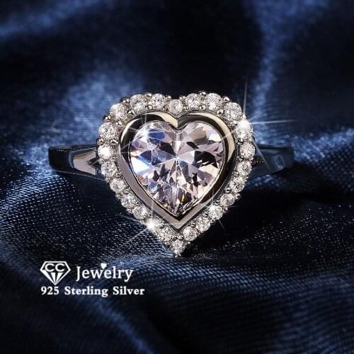 CC Heart Rings For Women S925 Silver Bridal Wedding Fine Jewelry Cubic Zirconia Ring Fashion Accessories Drop Shipping CC3152
