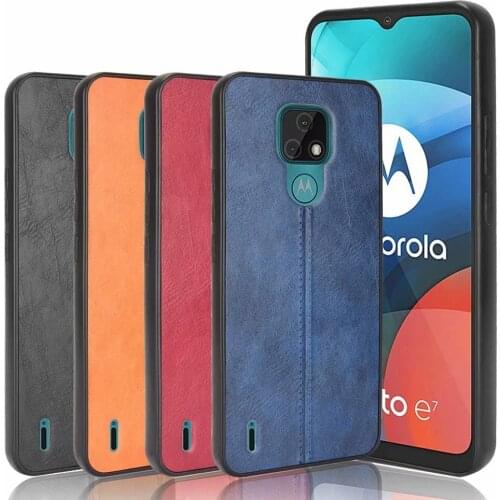 For Motorola Moto E7 Case Hard PC PU Leather Hard Plastic Phone Case For Moto E7 Case Back Cover
