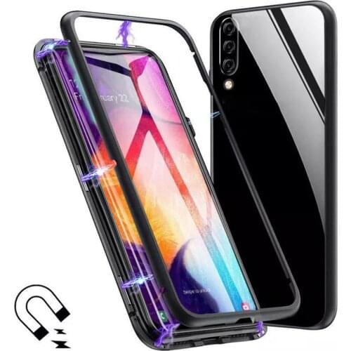 Full Coverage Shockproof Tempered Glass Back Case Magnetic Screen Protector Phone Case for Samsung Galaxy A10/A20/A30/A50/A70