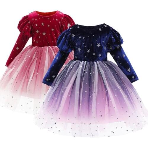 Kids Dresses Girls Clothes Party Wedding Dresses Vestidos Winter Long Sleeve Plus Velvet Dress New Years Princess Costume