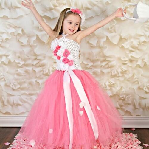 Flower Girl Wedding Tutu Dress Children Fluffy Dress for Pageants Birthday Party Photo Kids Xmas Clothing TS077
