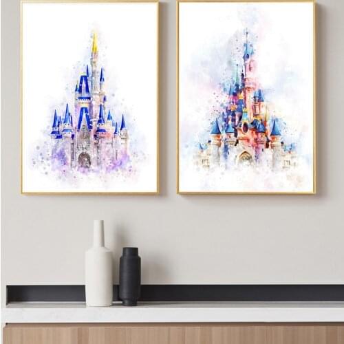 Disney Castle Art Print Disneyworld Castle Printable Disney Canvas Painting Poster and Prints Disney Princess Wall Art Picture