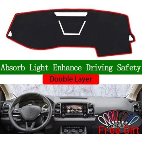 Double Layer Car Stickers For SKODA KAROQ 2018 Dashboard Cover Car Accessories Interior Anti-UV Car Decals