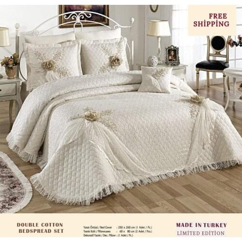 Double Bed Cover 250x260 cm Pure Cotton Free Shipping Three Different Colours-35