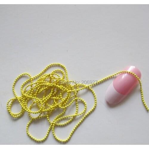 MDA-08 1M Yellow 1.0MM Tiny Beads Without Facets Chain Shape Metal Nail Decoration