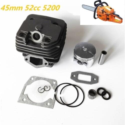 Quality Chainsaw Rebuild Use Nikasil Plate 45mm Cylinder & Piston Pin Kit Fit 5200 52cc Universal Fit Chainsaw Engine Parts