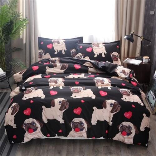 30 Black Pug Printed Bedding Sets Heart Dog Duvet Cover Set 2/3pcs Bed Set t Cover Bed