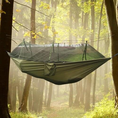 Summer Autumn Camping Leisure Hammock With Mosquito Net Outdoor Nylon Fly Proof Hanging Bed Swing Sac Sleeping Bag Airsofa