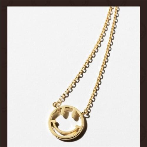 Liemjee Personality Fashion Party Punk Jewelry Hollow Smiley Necklace For Women Feature Namour Charm Gift All Seasons