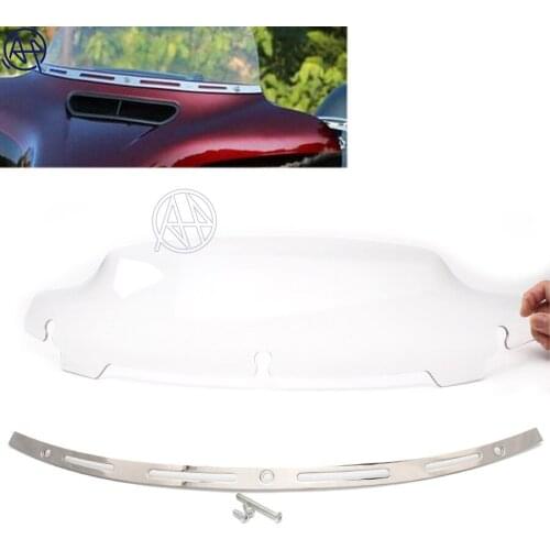 Motorcycle Clear 4.5" ABS Windscreen + Windshield Trim Case for Harley Touring Electra Street Tri Glide 2014-2017