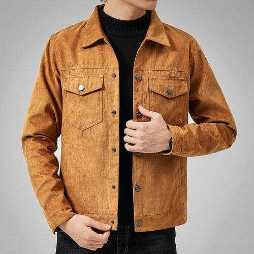 Men 2021 Autumn Suede Jacket Men New Casual Retro Motorcycle Jacket Coat Korean Slim Lapel Work Jacket Coats