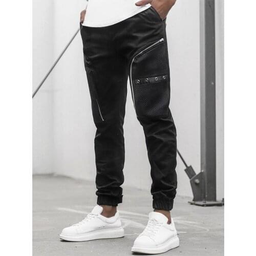 Mens overalls new 2021 fashion jogger running casual pants mens streetwear zipper pocket fitness training jogging pants