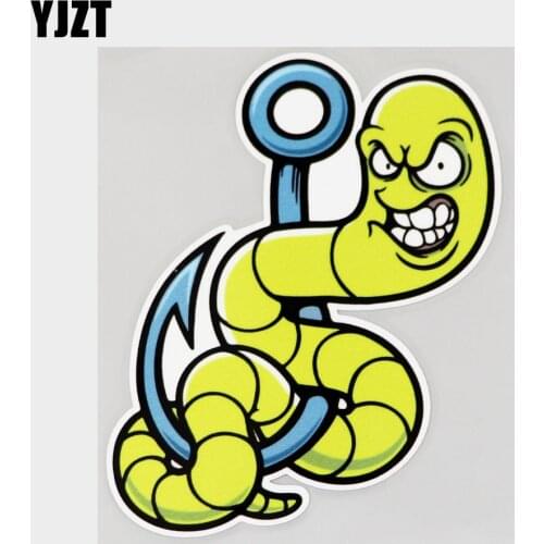 YJZT 10.9CM×13.9CM Decal Cartoon Worm Angry Funny PVC Car Sticker 11C-0283