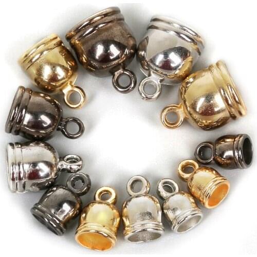 50pcs/lot Hole Size 6 7 8 10mm Gold/Rhodium/Gunmetal Plated End Caps Crimp Beads Covers for DIY Jewelry Findings