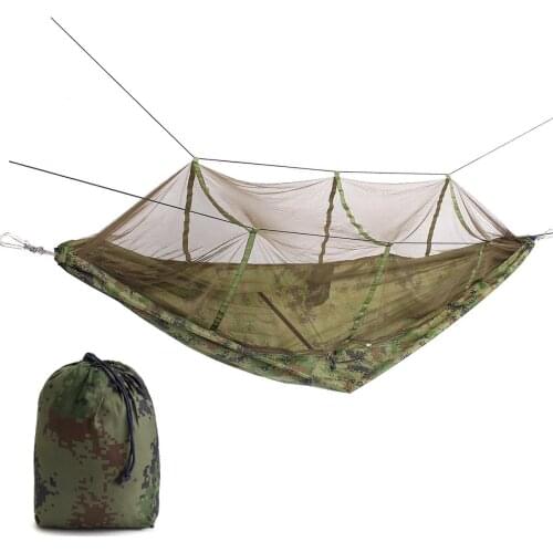 Portable Double Person Hammock Swing Hanging Nylon Bed with Mosquito Net Camping Travel Accessories Sleeping Bag Ultralight