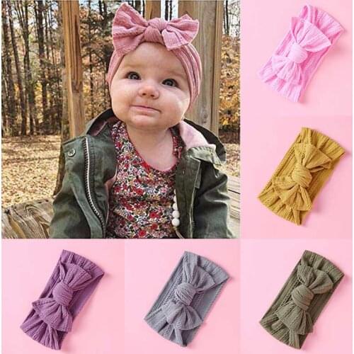 CN Wide Baby Nylon Newborn Headband Knotted Bow Hair Band Elastic Children Turbans Kids Headwear For Baby Hair Accessories