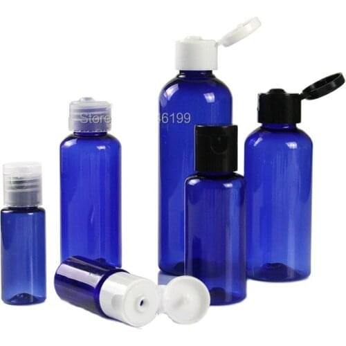 Empty Plastic Bottle 100ml Flip Cover Plastic Bottle 50ml Empty Blue Plastic Bottle 50pcs