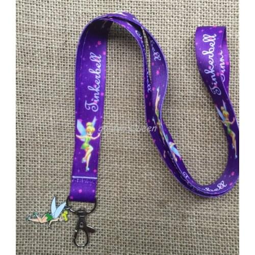 1pcs Cartoon TinkerBell Straps Neck Strap Lanyard Pendant DIY Necklace Jewelry Making