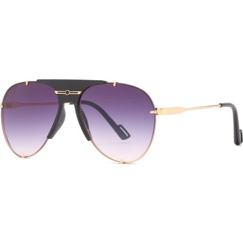 Classic Vintage Rimless Pilot Sunglasses Men Women Fashion Luxury Brand Designer Travel Driving Oversized Sun Glasses For Male