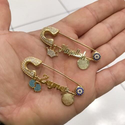 Babies Special İsimli Cubic Zirconia Gold Color Silver Needle Baby Clips