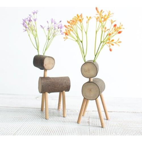 Fun handmade wooden small Deer home decoration Creative pastoral desktop small furnishings