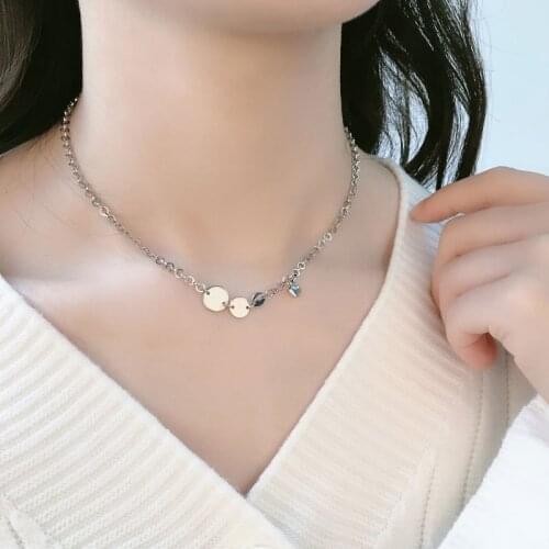 ModaOne Vintage Love Round Thai Silver Color Handmade Clavicle Chain Necklace For Women Girls Simple Fashion Dainty Jewelry