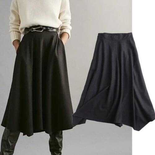 Jenny&Dave Long Skirts Womens England Style Office Lady Fashion High Waist Irregular Winter Skirt Women Faldas Mujer Moda 2021