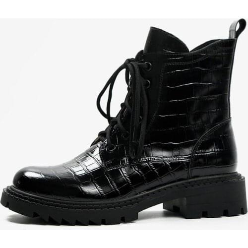 MORDOAN Ladies Boots 2021 Winter Genuine Cow Leather Knight Boots Round Toe Thick Heel Platform Shoes Boots Ankle For Women