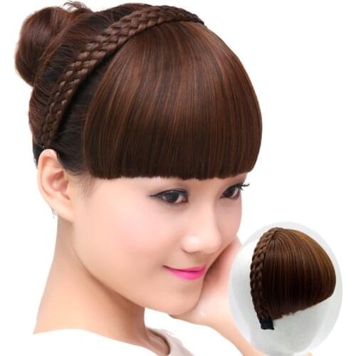 Wig Piece Head Act The Role Of Korean Version Realistic Natural Plait False Bang Hair Band Adult Bang Wig Female Invisible Natur