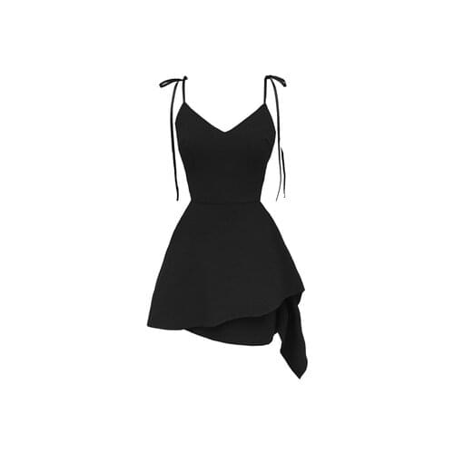 Ruibbit New Summer Gothic Rock Black Dress Women Sexy Strap Sleeveless V collar Lacing Side Lace up A-line Female Mini Dress
