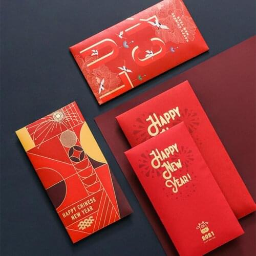 10Pcs 2021 Happy Chinese New Year Red Lucky Envelope Spring Festival Supply Gift Boxs Easter Valentines Day Money Bags