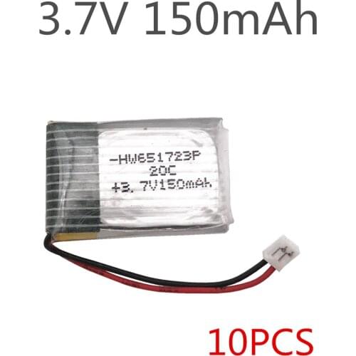 10pcs 3.7v 150mah H20 RC Quadcopter Spare parts 150mah LIPO Battery Limskey Original bateria h20 wholesale