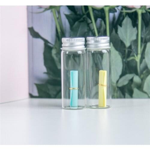 100 pcs 22x60 mm 14 ml Aluminum Screw Cap Glass Bottles Wishing Stars Bottles Candy Vials Refillable Essential Oils Jars