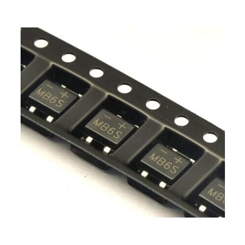 100pcs SMD MB6S 0.5A 600V Single Phases Diode Rectifier Bridge SOP-4