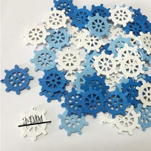 2 Holes Mixed Color Wooden Button Sea Pattern Scrapbook And Craft Buttons Mix 100pcs Garment Botoes Accessories
