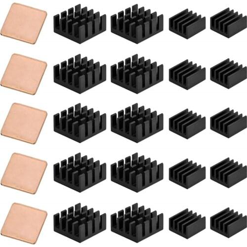 20Pcs Aluminum Raspberry Pi Heatsink + 5Pcs Copper Pad Shims Cooler for Raspberry Pi 3 B+ Pi 3 B i 2 Pi Model B+ Cooling