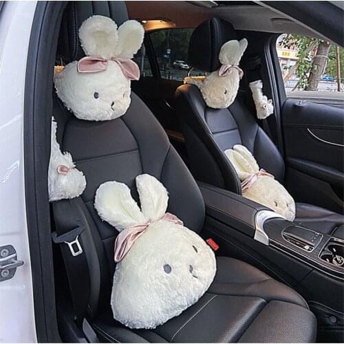 2021 New Arrival Cartoon Rabbit Car Seat Waist Neck Pillow Cervical Pillow Headrest Pillow Car Interior Accessories
