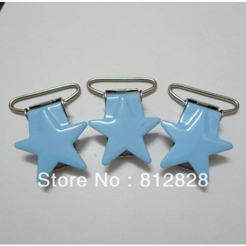 25pcs 1'' 25mm #MD11 Baby Blue Enamel Star Shape Mitten Clips