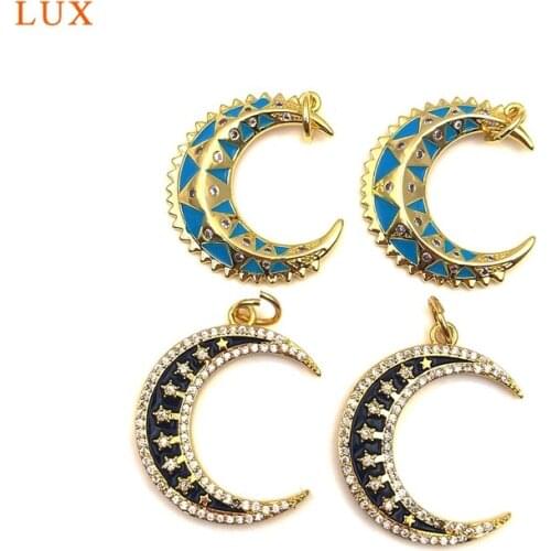 5pcs Shiny CZ Pave Tiny Moon Pendant For Necklace Tiny Moon Jewelry Dainty Moon Delicate Pendant For Women Jewelry Crescent Moon