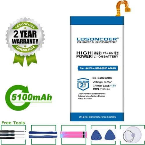 5100mAh For Samsung Galaxy A6 Plus A6+ SM-A605F A605G A6050 A605K A605FN A605GN J805 EBBJ805ABE EB BJ805ABE EB-BJ805ABE Battery