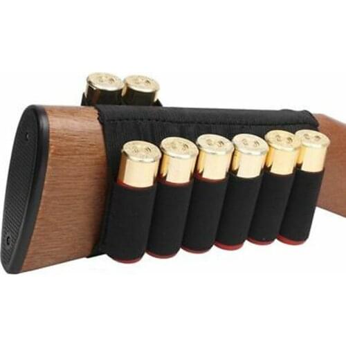 8 Round 12/20 Gauge Outdoors Hunting Buttstock Shell Holder Ammo Pouch Holster/Hunting Accessory/Black/15cm X 9cm